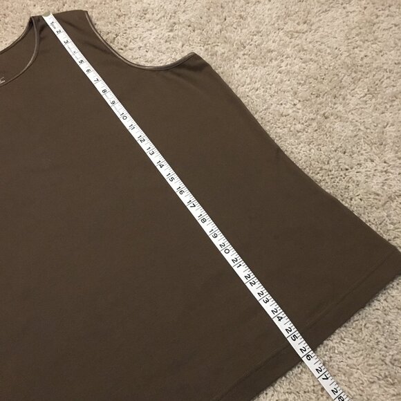 Brown Trimmed High Neck Stretchy 100% Cotton Tank Top - Picture 11 of 11